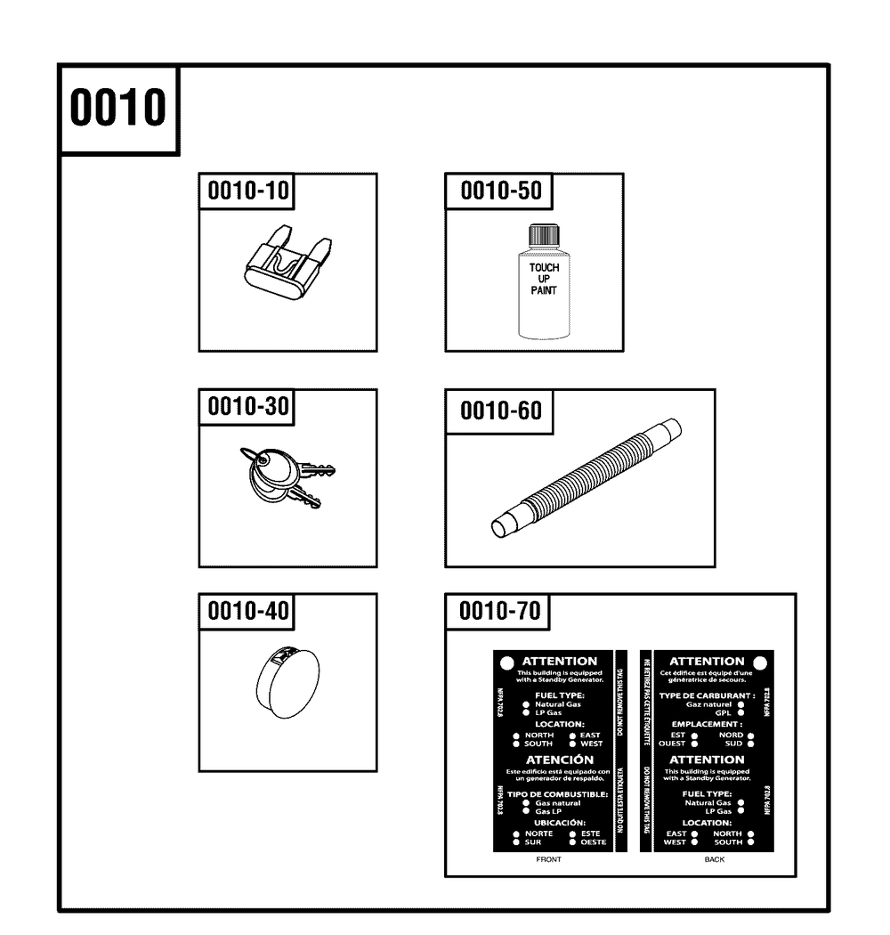 Accessory Group Diagram and Parts List for 040585-00  Briggs and Stratton Generator